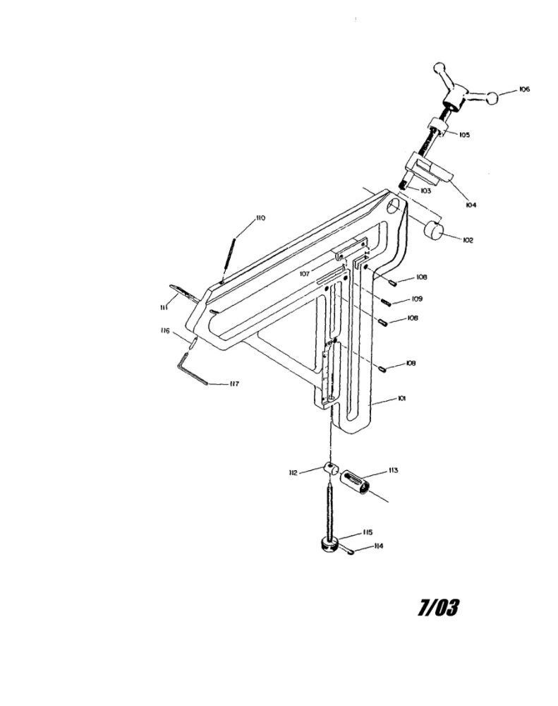 Stair-Ease Stair Template Diagram and Parts List for 5060  Porter Cable Router